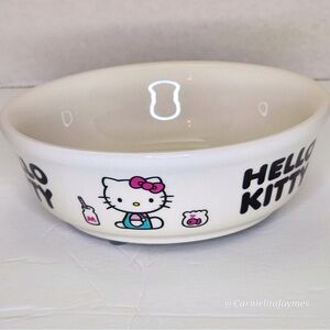 HELLO KITTY 🐱 Large White & Red Sanrio Ceramic Feeding Food Dish for pets NWT